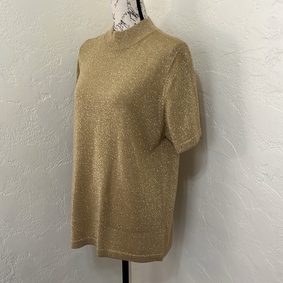 Draper's & Damon's Shimmer Mock Neck Blouse Shimmer Size Large - Picture 4 of 15